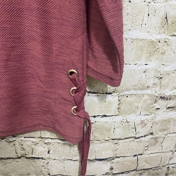 NWT Jones New York Rose Pink 3/4 Sleeve Tie Hem Textured Top - Picture 2 of 6